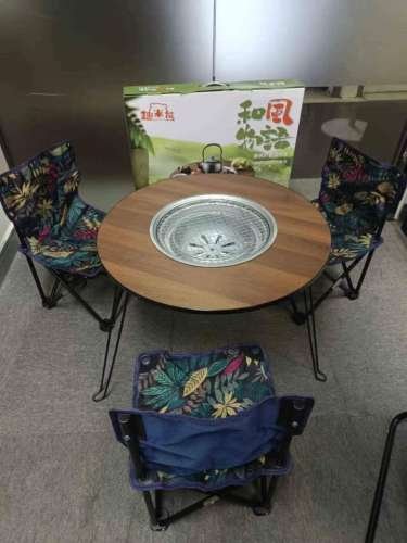 Garden Outdoor Barbecue Oven Folding Barbecue Stove  with 3 chairs