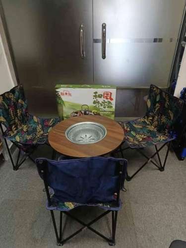 Garden Outdoor Barbecue Oven Folding Barbecue Stove  with 3 chairs