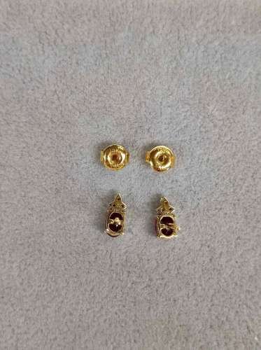 18K Yellow Gold Ruby with Diamonds Earrings