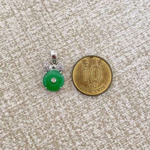 18K white gold diamond 002ct  jade pendant