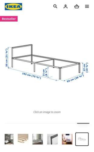 IKEA GRIMSBU steel bed frame  LUROY slatted bed base, single size