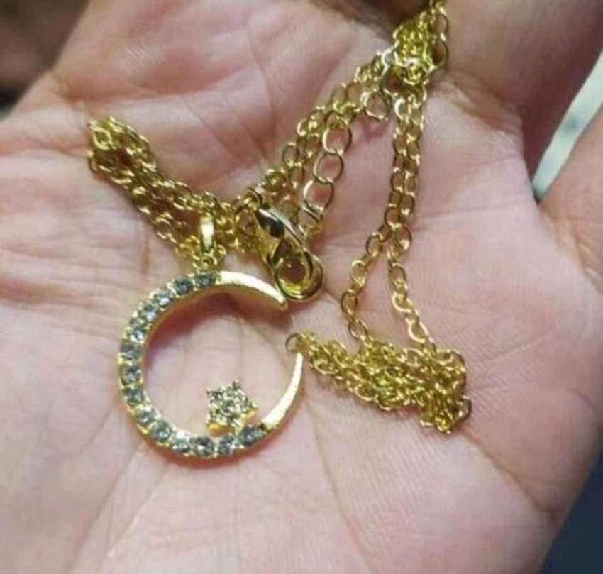 Elegant Rhinestone Studded Star  Moon Necklace