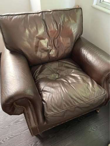 Indigo leather armchair