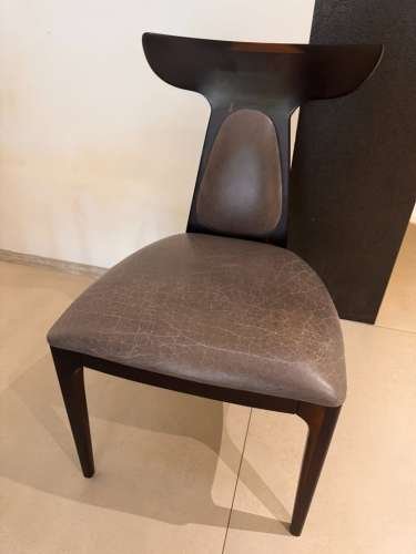 Italian Wood  Leather Dining Chairs